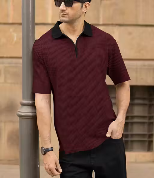 Classic Luxe Maroon Zipper Men's Polo