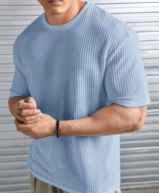 Luxe Popcorn Sky Blue Plain T-Shirt Men