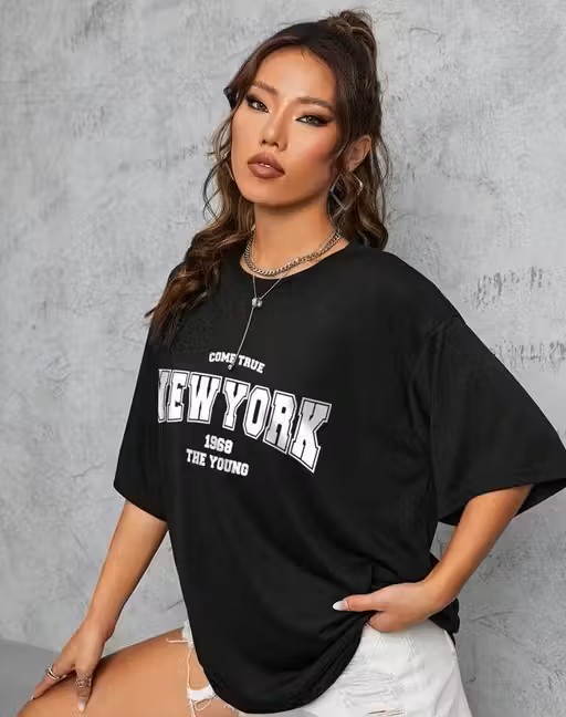 Typography Oversized Women's T-Shirt