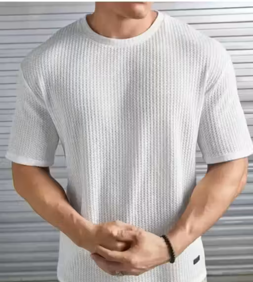 Luxe Popcorn White Plain T-Shirt Men