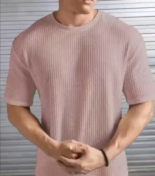 Luxe Popcorn Beige Plain T-Shirt Men
