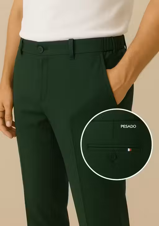 Olive Green Men's Formal Trousers