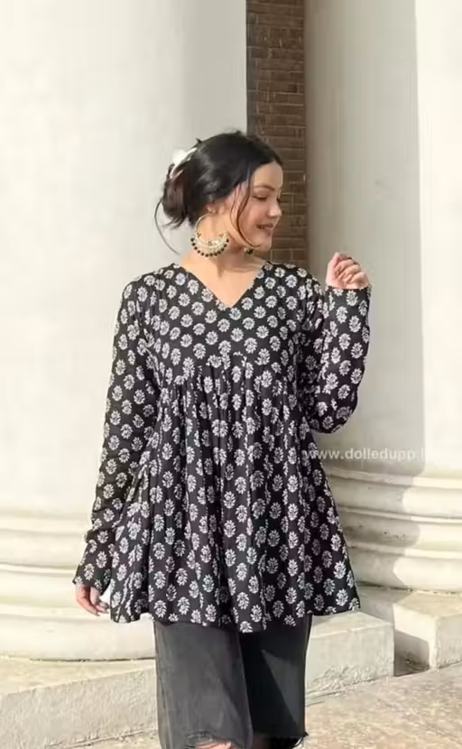 Beautiful Black Floral Printed Top