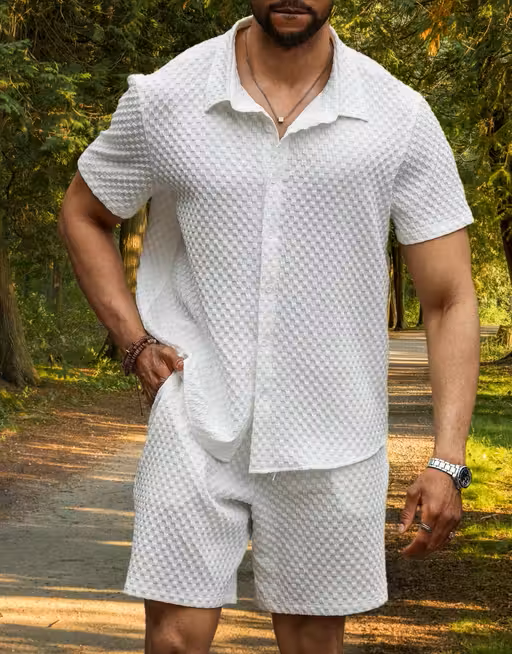 Premium Boxer White Mens Co-ord Set