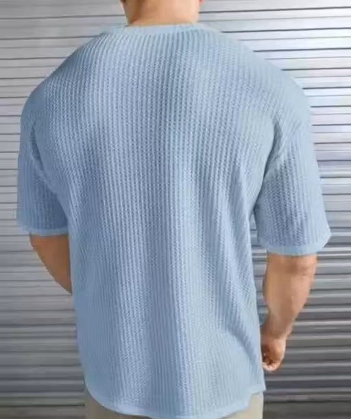 Luxe Popcorn Sky Blue Plain T-Shirt Men