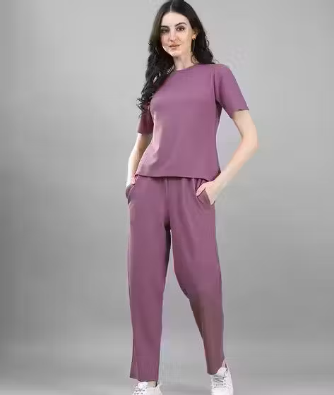 Solid Lavender Co-ord Set for Women's