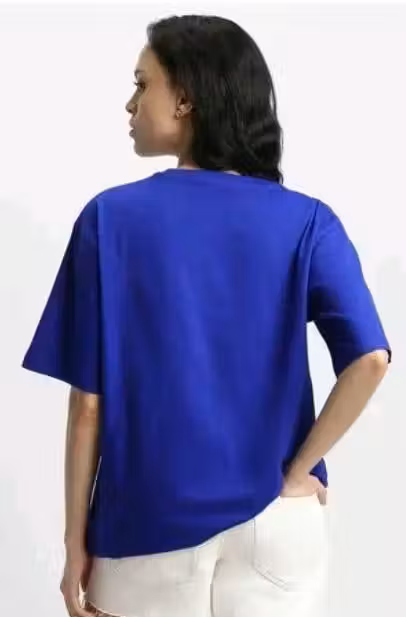 Typography Blue  Oversized Women T-Shirt