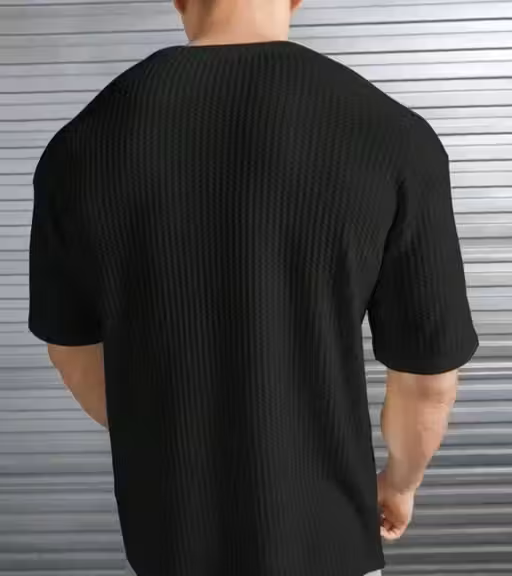 Luxe Popcorn Black Plain T-Shirt Men