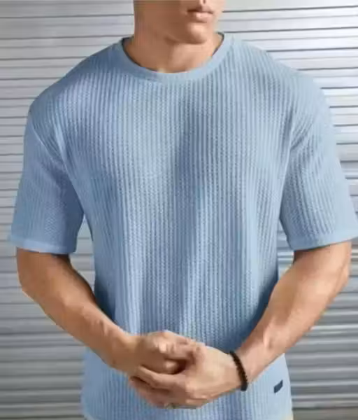 Luxe Popcorn Sky Blue Plain T-Shirt Men