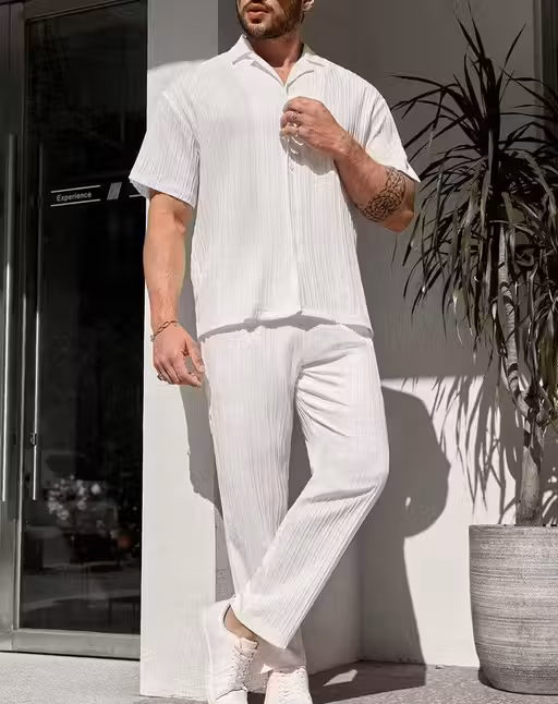 Premium White Mens Co-ord Set