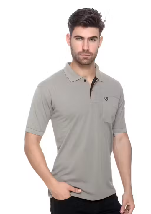 Gray Elegant Men's Polo