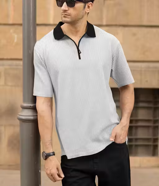Classic Luxe White Zipper Men's Polo