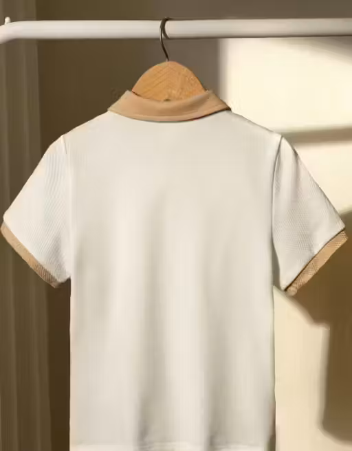 Beige Zipper Polo T-Shirt