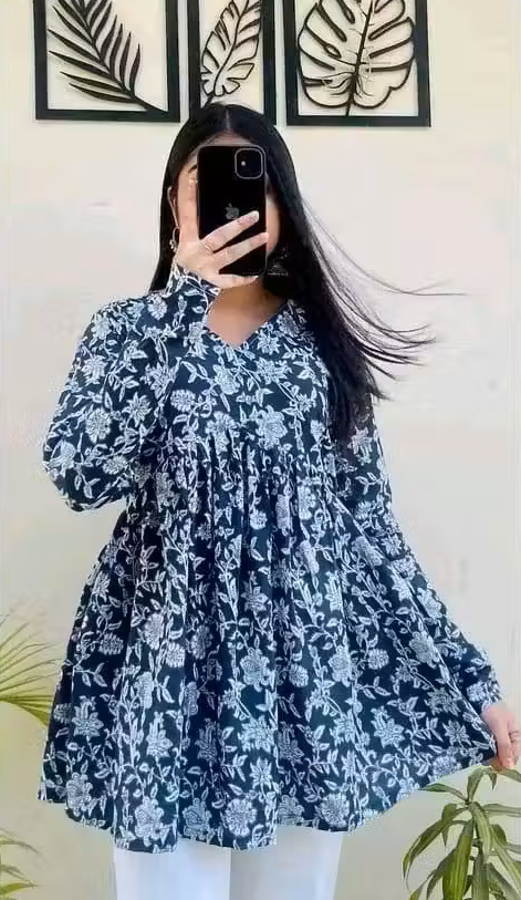 Beautiful Blue Floral Printed Top