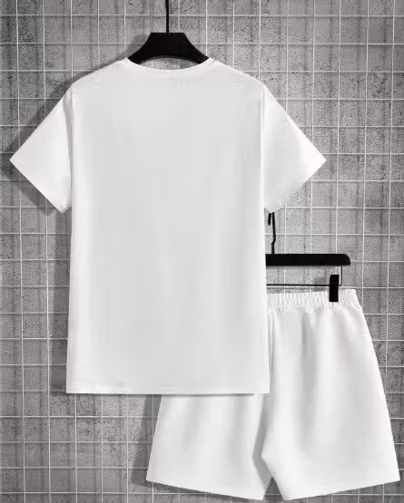 Trendy White Boxer Mens Co-ord Set